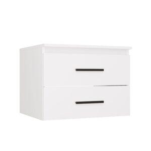 SZAFKA Pod Umywalkę NEL 60 UC BIAŁA Uchwyty CZARNE Wisząca 2 Szuflady 60 Cm