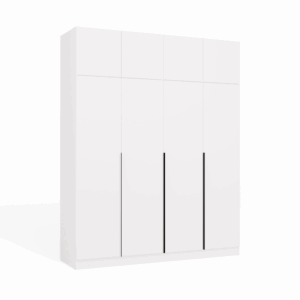 SZAFA SENSO 4D z Nadstawką Wysoka BIEL Drzwi Czarne uchwyty 250x200 Cm