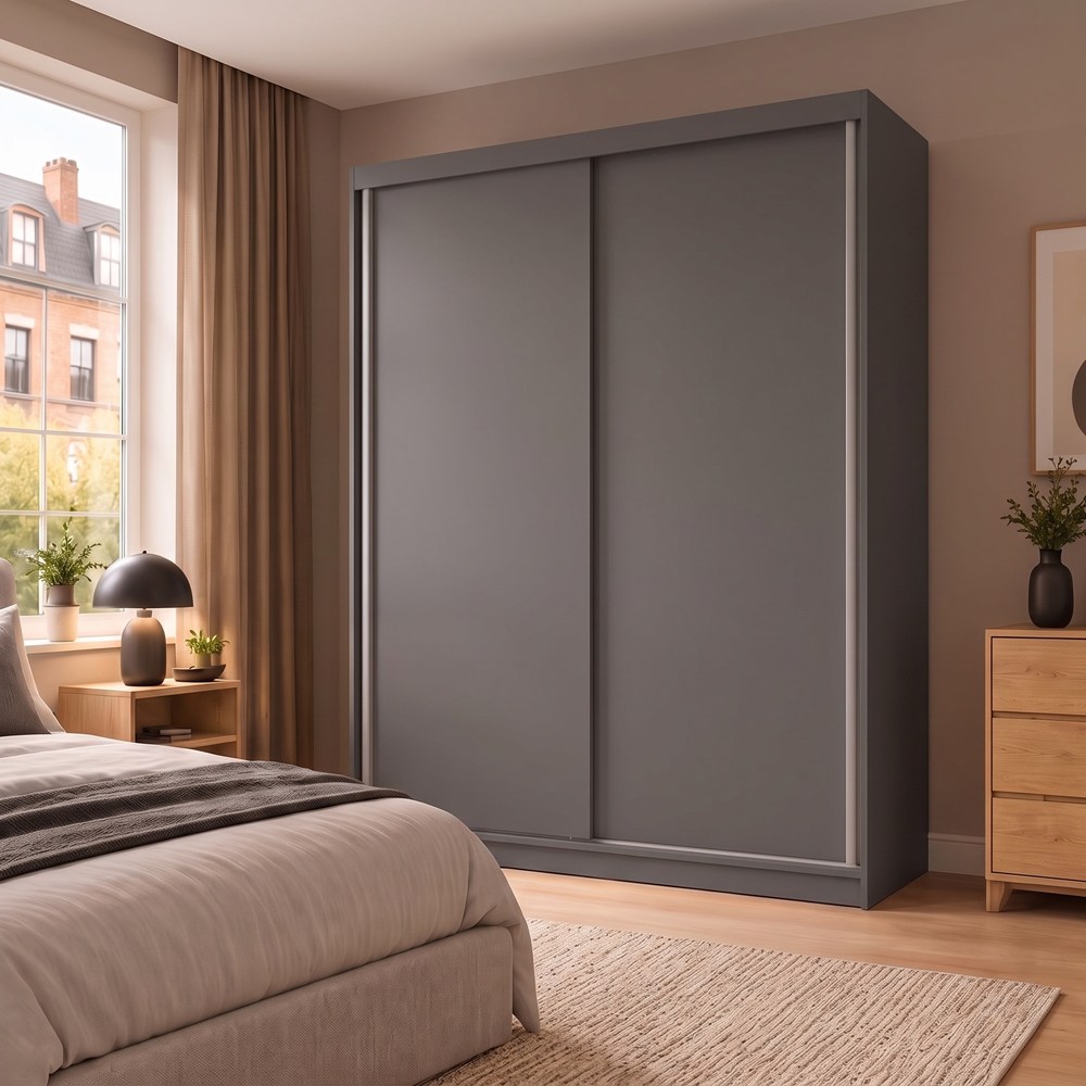 SZAFA PRZESUWNA IGA 160 B ANTRACYT – Funkcjonalność i Nowoczesny Design - obrazek 3