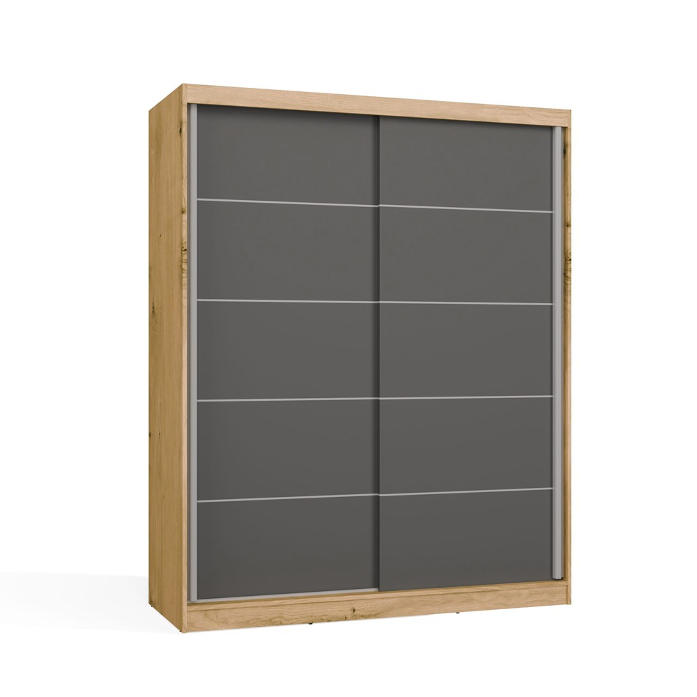SZAFA Przesuwna IGA 160 CM Szprosy DĄB ARTISAN ANTRACYT Stylowa i Funkcjonalna - obrazek 7