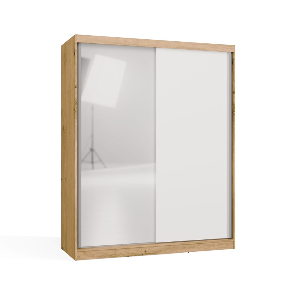 SZAFA Przesuwna IGA 160 A/B 1X Lustro DĄB ARTISAN BIEL - Funkcjonalność - obrazek 7