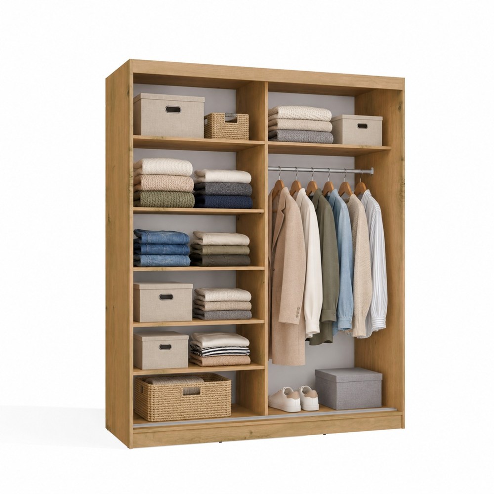 SZAFA Przesuwna IGA 160 2 Lustra DĄB ARTISAN BIEL – Nowoczesny Design - obrazek 5