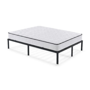 Łóżko Metalowe 120x200 cm z Materacem Łóżko Gościnne Składane Metalowy Stelaż i Rama Czarne 9 nóżek 20 listew
