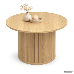 Stolik kawowy NUBO Naturalne Drewno 60 cm okrągły ryflowany 60x60x45 cm