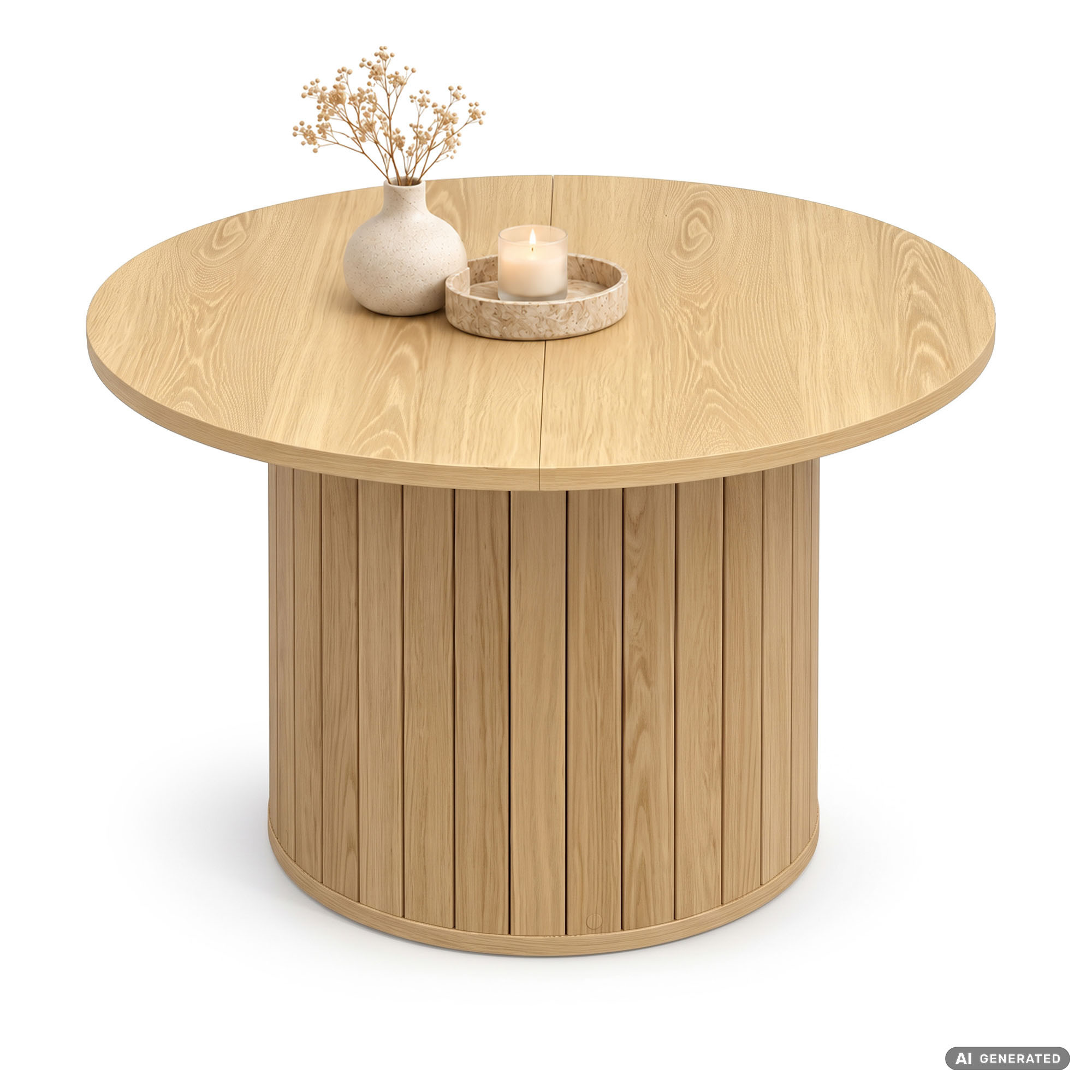 Stolik kawowy NUBO Naturalne Drewno 60 cm okrągły ryflowany 60x60x45 cm