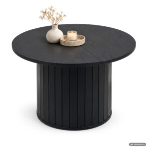 Stolik kawowy NUBO Czarny 60 cm okrągły ryflowany 60x60x45 cm