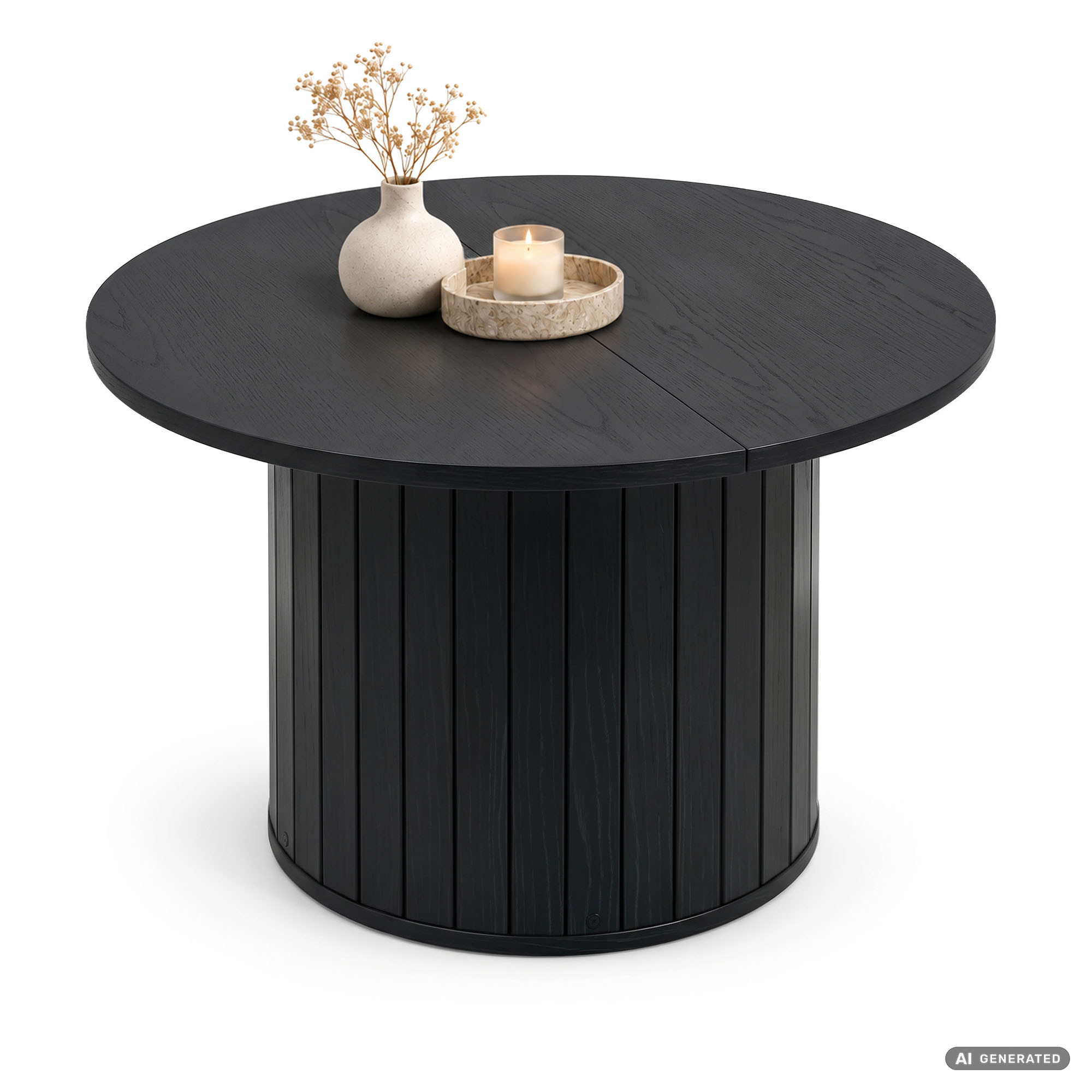 Stolik kawowy NUBO Czarny 60 cm okrągły ryflowany 60x60x45 cm